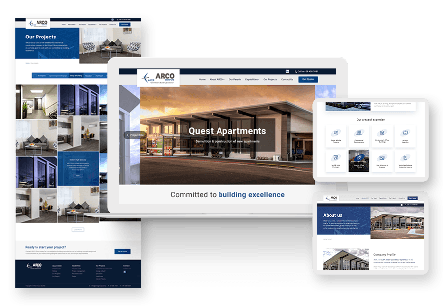 Sunikoli created the website for construction company ARCO to present their services